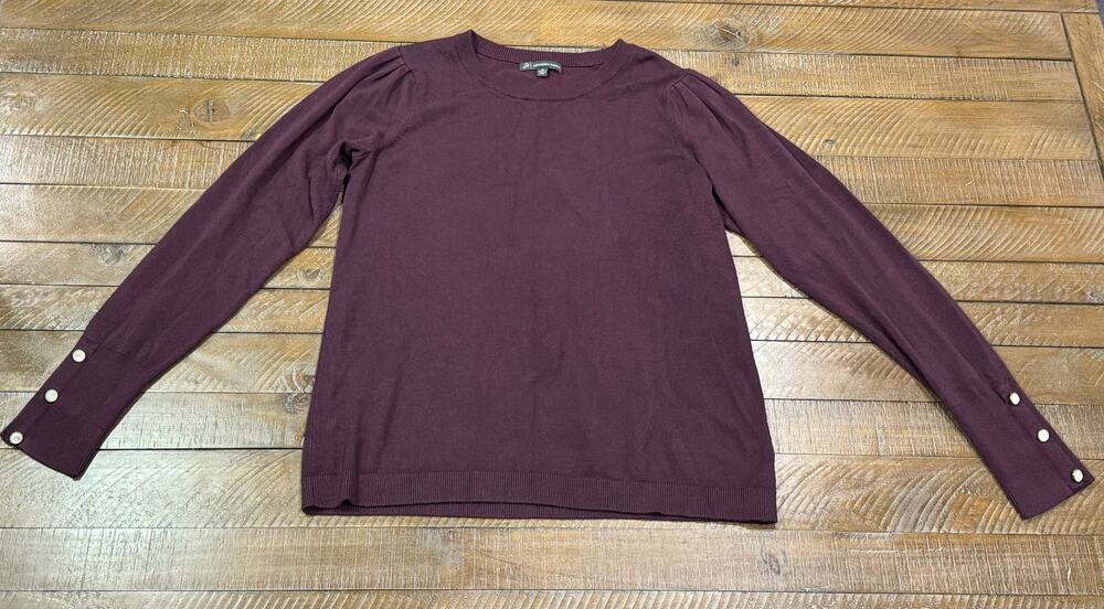 Adrianna Papell Womens MED Sweater Burgundy Red Long Sleeves Viscose Nylon